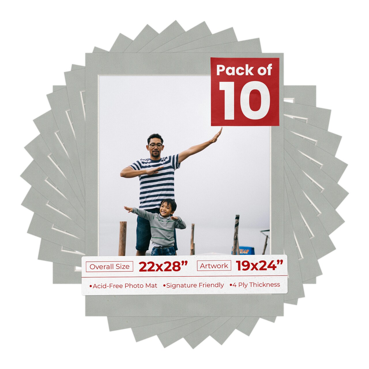 Light Grey Suede Mat Board for 22x28 Frames - Fits 19x24 Photos